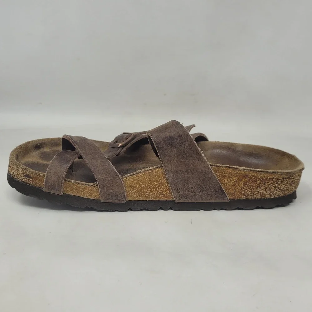 Birkenstock Mayari Sandals EU36 US5.5 Brown Oiled Leather Strappy Flat Comfort